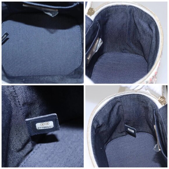 CHANEL Vanity Cosmetic Pouch Tweed Leather 2way Red White CC Auth 108914AM - Picture 15 of 16